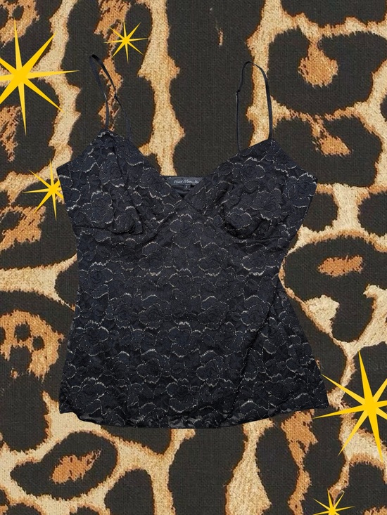 Heart Moon Star Tops - HEART MOON STAR | Vintage Y2K Black Lace Bustier Cami Whimsigoth| Women’s Size S